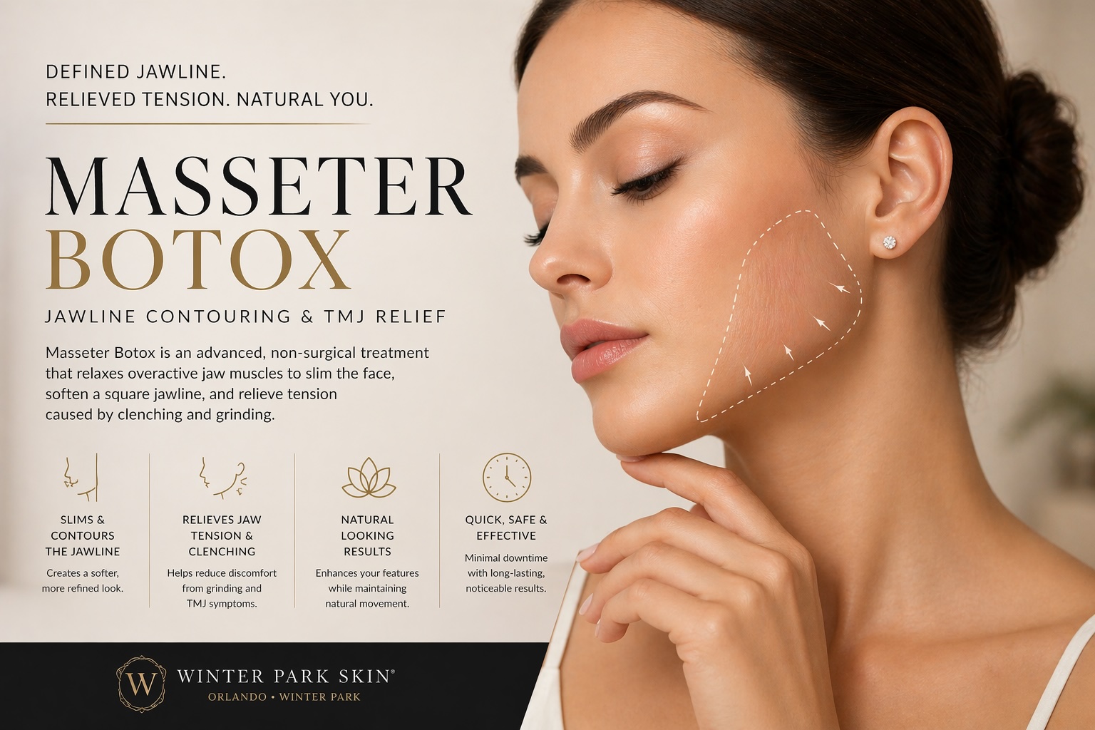 Masseter Botox in Orlando for jawline contouring and TMJ jaw tension relief at Winter Park Skin